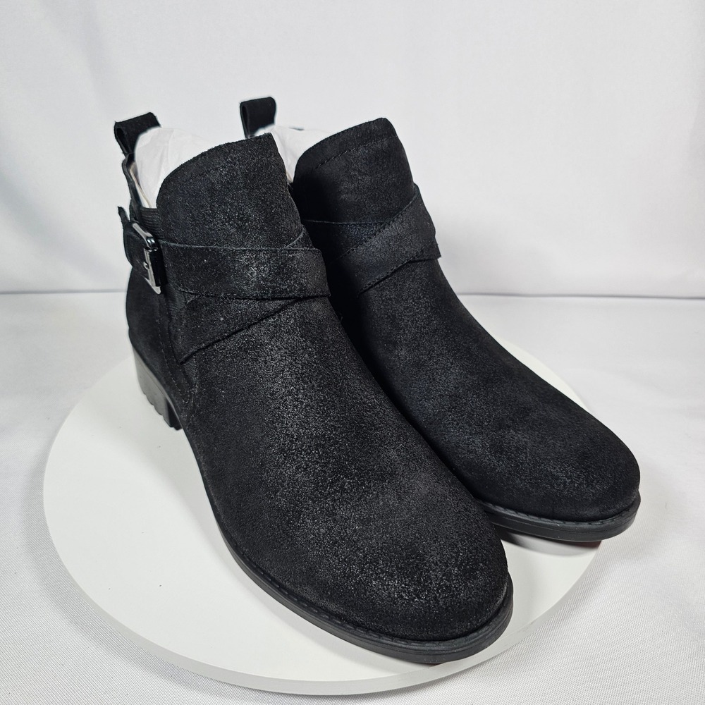 Easy Spirit Reward Womens Ankle Boots Black Suede Buckle Accent‎ Size 9.5